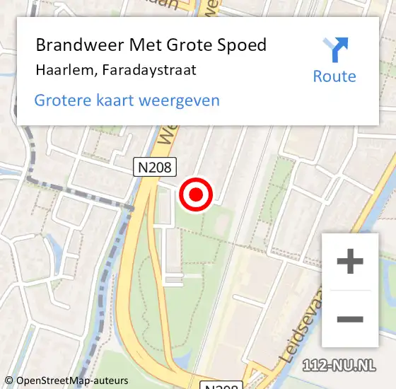 Locatie op kaart van de 112 melding: Brandweer Met Grote Spoed Naar Haarlem, Faradaystraat op 6 juli 2023 06:00