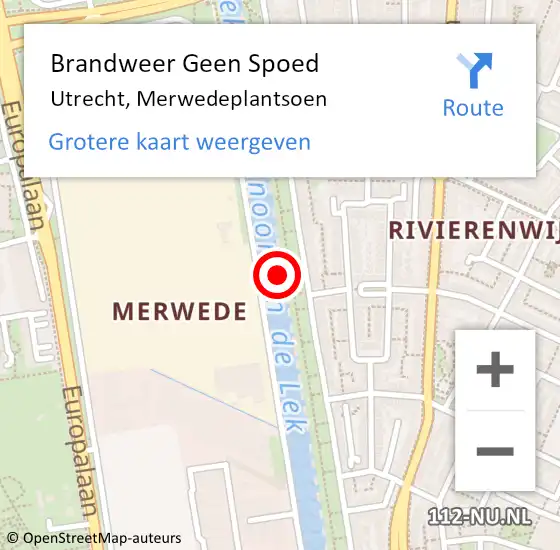 Locatie op kaart van de 112 melding: Brandweer Geen Spoed Naar Utrecht, Merwedeplantsoen op 6 juli 2023 06:07