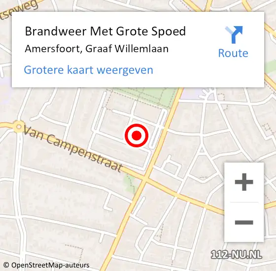 Locatie op kaart van de 112 melding: Brandweer Met Grote Spoed Naar Amersfoort, Graaf Willemlaan op 6 juli 2023 06:53