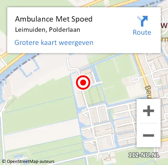 Locatie op kaart van de 112 melding: Ambulance Met Spoed Naar Leimuiden, Polderlaan op 6 juli 2023 07:00