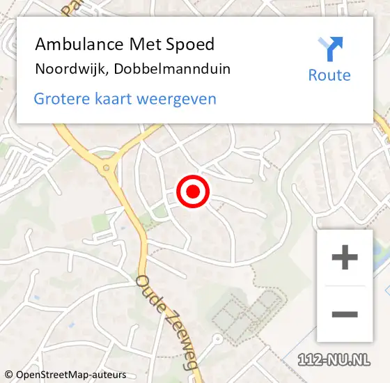 Locatie op kaart van de 112 melding: Ambulance Met Spoed Naar Noordwijk, Dobbelmannduin op 6 juli 2023 07:14