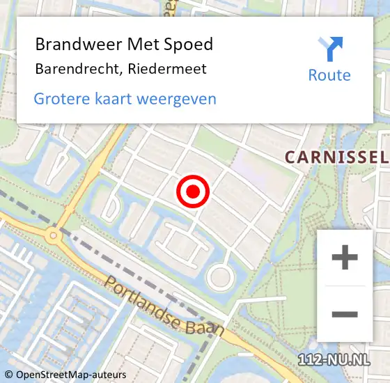 Locatie op kaart van de 112 melding: Brandweer Met Spoed Naar Barendrecht, Riedermeet op 6 juli 2023 07:18