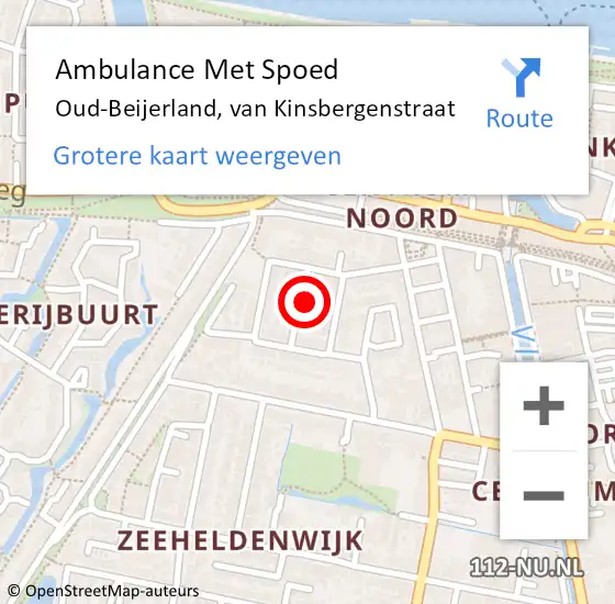 Locatie op kaart van de 112 melding: Ambulance Met Spoed Naar Oud-Beijerland, van Kinsbergenstraat op 6 juli 2023 07:26