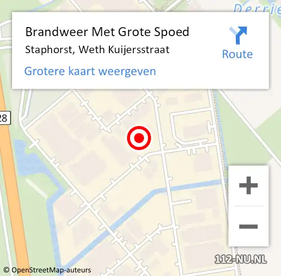 Locatie op kaart van de 112 melding: Brandweer Met Grote Spoed Naar Staphorst, Weth Kuijersstraat op 6 juli 2023 07:52