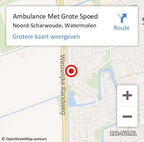 Locatie op kaart van de 112 melding: Ambulance Met Grote Spoed Naar Noord-Scharwoude, Watermolen op 31 augustus 2014 16:46