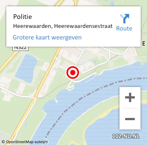 Locatie op kaart van de 112 melding: Politie Heerewaarden, Heerewaardensestraat op 6 juli 2023 08:00