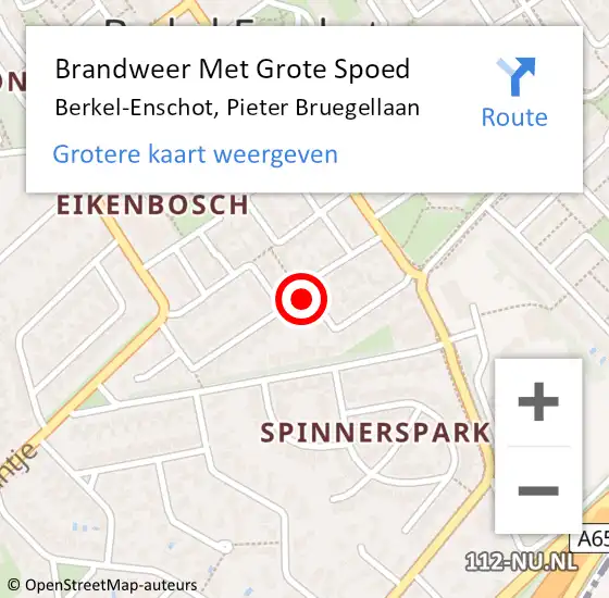 Locatie op kaart van de 112 melding: Brandweer Met Grote Spoed Naar Berkel-Enschot, Pieter Bruegellaan op 6 juli 2023 08:02