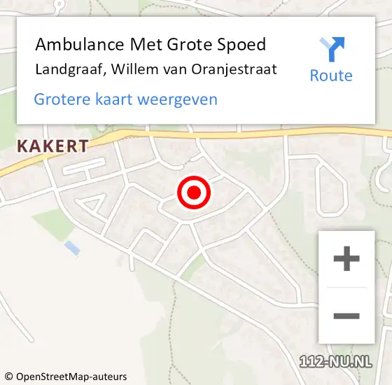 Locatie op kaart van de 112 melding: Ambulance Met Grote Spoed Naar Landgraaf, Willem van Oranjestraat op 31 augustus 2014 16:51