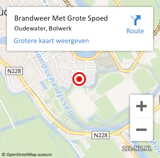 Locatie op kaart van de 112 melding: Brandweer Met Grote Spoed Naar Oudewater, Bolwerk op 6 juli 2023 08:42