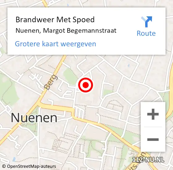 Locatie op kaart van de 112 melding: Brandweer Met Spoed Naar Nuenen, Margot Begemannstraat op 6 juli 2023 08:42