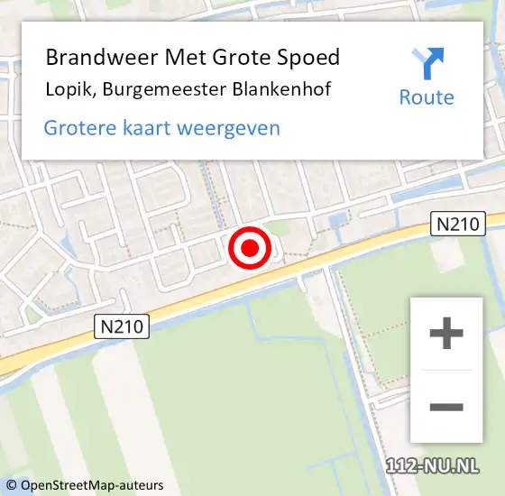 Locatie op kaart van de 112 melding: Brandweer Met Grote Spoed Naar Lopik, Burgemeester Blankenhof op 6 juli 2023 09:00