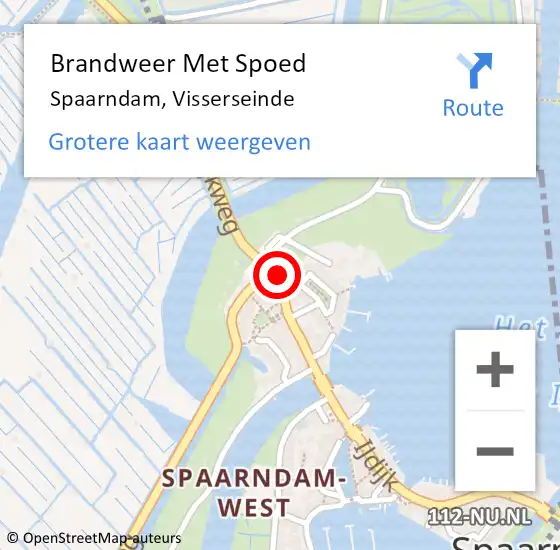 Locatie op kaart van de 112 melding: Brandweer Met Spoed Naar Spaarndam, Visserseinde op 6 juli 2023 09:03