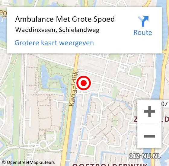 Locatie op kaart van de 112 melding: Ambulance Met Grote Spoed Naar Waddinxveen, Schielandweg op 6 juli 2023 09:21