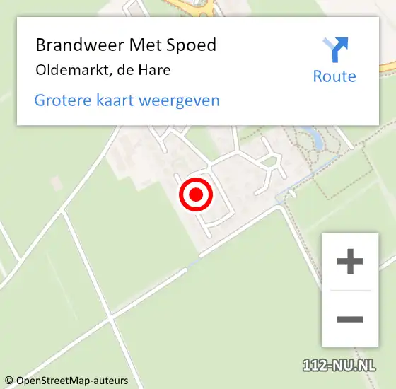 Locatie op kaart van de 112 melding: Brandweer Met Spoed Naar Oldemarkt, de Hare op 6 juli 2023 09:30