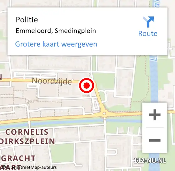 Locatie op kaart van de 112 melding: Politie Emmeloord, Smedingplein op 6 juli 2023 09:49