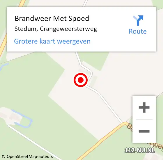 Locatie op kaart van de 112 melding: Brandweer Met Spoed Naar Stedum, Crangeweersterweg op 6 juli 2023 09:53