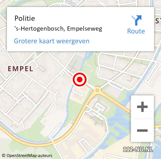 Locatie op kaart van de 112 melding: Politie 's-Hertogenbosch, Empelseweg op 6 juli 2023 10:03
