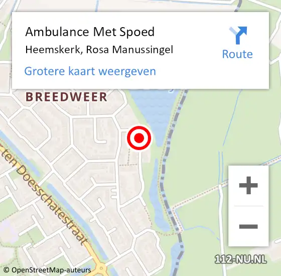 Locatie op kaart van de 112 melding: Ambulance Met Spoed Naar Heemskerk, Rosa Manussingel op 6 juli 2023 10:23