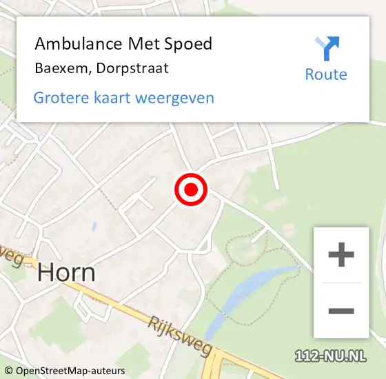 Locatie op kaart van de 112 melding: Ambulance Met Spoed Naar Baexem, Dorpstraat op 6 juli 2023 10:30