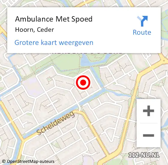 Locatie op kaart van de 112 melding: Ambulance Met Spoed Naar Hoorn, Ceder op 6 juli 2023 11:18