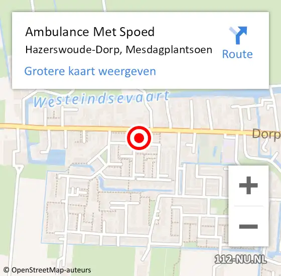 Locatie op kaart van de 112 melding: Ambulance Met Spoed Naar Hazerswoude-Dorp, Mesdagplantsoen op 6 juli 2023 11:27