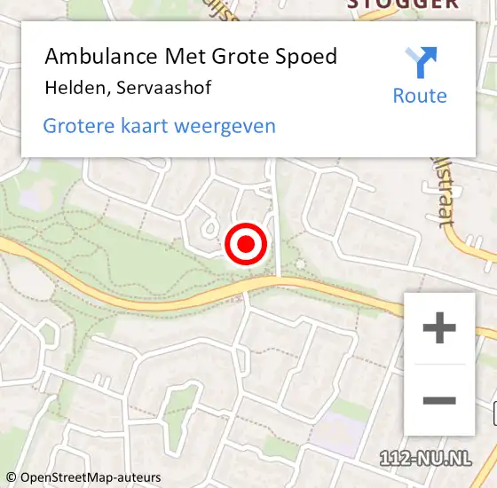 Locatie op kaart van de 112 melding: Ambulance Met Grote Spoed Naar Helden, Servaashof op 31 augustus 2014 17:21