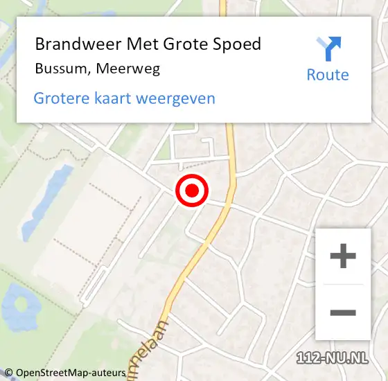 Locatie op kaart van de 112 melding: Brandweer Met Grote Spoed Naar Bussum, Meerweg op 6 juli 2023 11:41