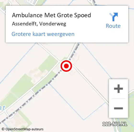 Locatie op kaart van de 112 melding: Ambulance Met Grote Spoed Naar Assendelft, Vonderweg op 6 juli 2023 12:25