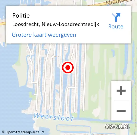 Locatie op kaart van de 112 melding: Politie Loosdrecht, Nieuw-Loosdrechtsedijk op 6 juli 2023 12:54