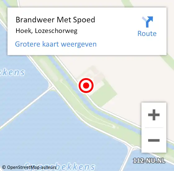 Locatie op kaart van de 112 melding: Brandweer Met Spoed Naar Hoek, Lozeschorweg op 6 juli 2023 13:04