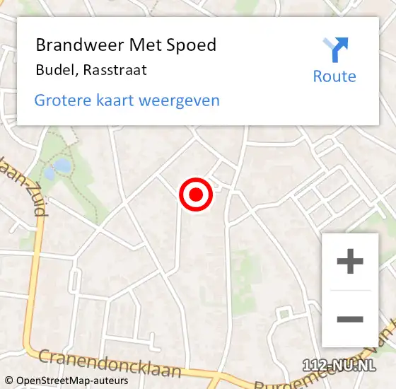 Locatie op kaart van de 112 melding: Brandweer Met Spoed Naar Budel, Rasstraat op 6 juli 2023 13:15