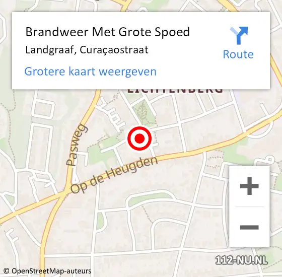 Locatie op kaart van de 112 melding: Brandweer Met Grote Spoed Naar Landgraaf, Curaçaostraat op 6 juli 2023 13:35