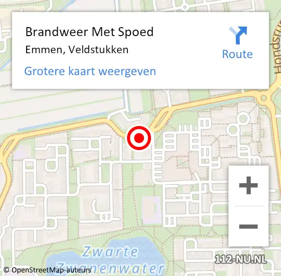 Locatie op kaart van de 112 melding: Brandweer Met Spoed Naar Emmen, Veldstukken op 6 juli 2023 13:49