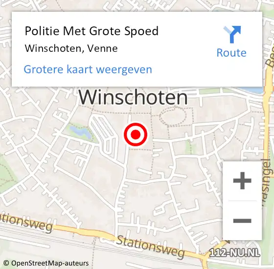 Locatie op kaart van de 112 melding: Politie Met Grote Spoed Naar Winschoten, Venne op 6 juli 2023 14:15