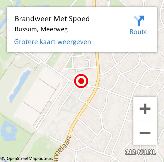 Locatie op kaart van de 112 melding: Brandweer Met Spoed Naar Bussum, Meerweg op 6 juli 2023 14:27