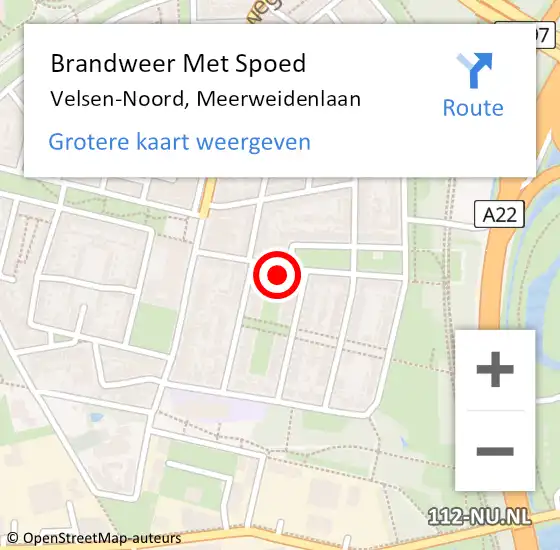 Locatie op kaart van de 112 melding: Brandweer Met Spoed Naar Velsen-Noord, Meerweidenlaan op 6 juli 2023 14:34