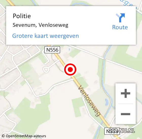 Locatie op kaart van de 112 melding: Politie Sevenum, Venloseweg op 6 juli 2023 14:40