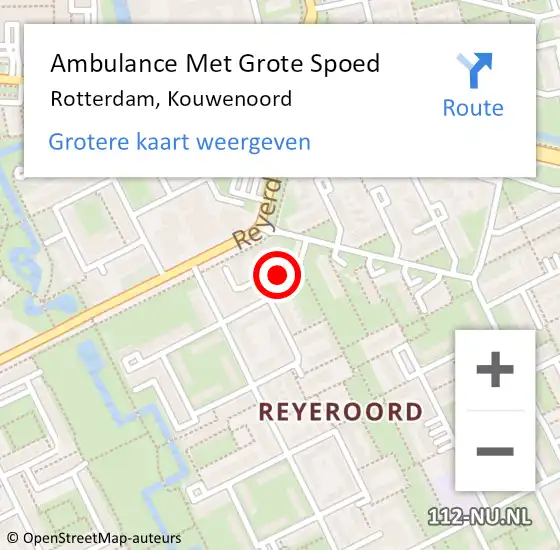 Locatie op kaart van de 112 melding: Ambulance Met Grote Spoed Naar Rotterdam, Kouwenoord op 6 juli 2023 14:57