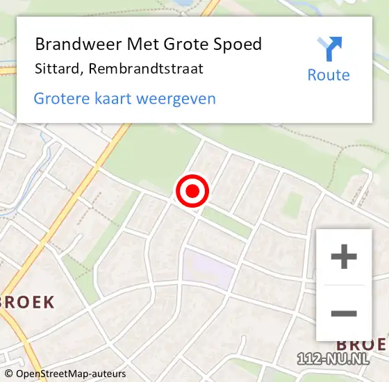 Locatie op kaart van de 112 melding: Brandweer Met Grote Spoed Naar Sittard, Rembrandtstraat op 6 juli 2023 15:19