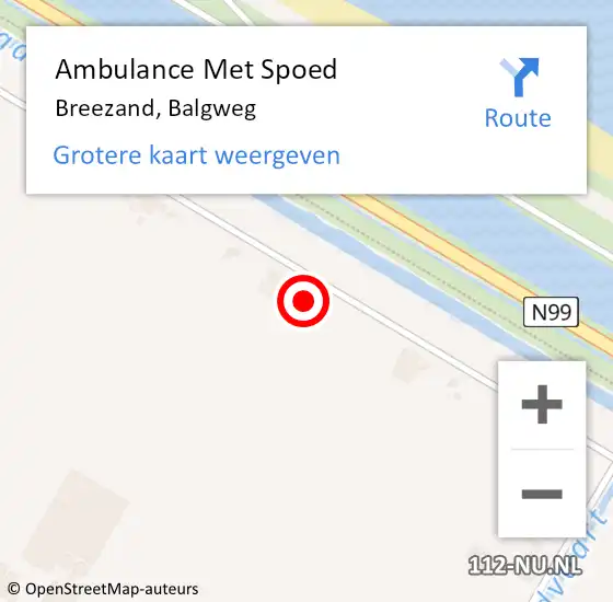 Locatie op kaart van de 112 melding: Ambulance Met Spoed Naar Breezand, Balgweg op 6 juli 2023 15:23