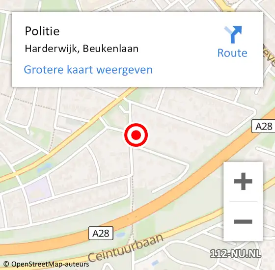 Locatie op kaart van de 112 melding: Politie Harderwijk, Beukenlaan op 6 juli 2023 15:29