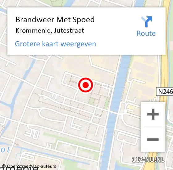 Locatie op kaart van de 112 melding: Brandweer Met Spoed Naar Krommenie, Jutestraat op 6 juli 2023 15:41