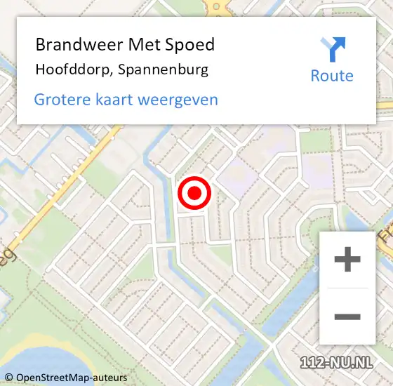 Locatie op kaart van de 112 melding: Brandweer Met Spoed Naar Hoofddorp, Spannenburg op 6 juli 2023 16:12