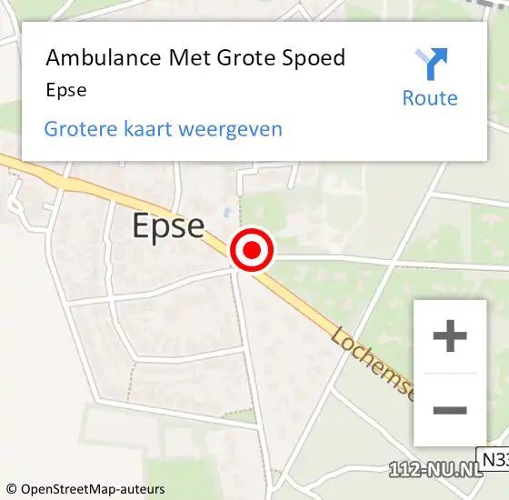 Locatie op kaart van de 112 melding: Ambulance Met Grote Spoed Naar Epse op 6 juli 2023 16:17