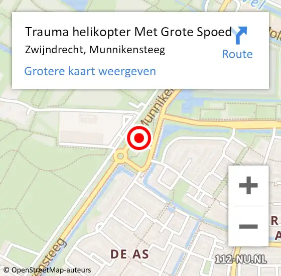 Locatie op kaart van de 112 melding: Trauma helikopter Met Grote Spoed Naar Zwijndrecht, Munnikensteeg op 6 juli 2023 16:39