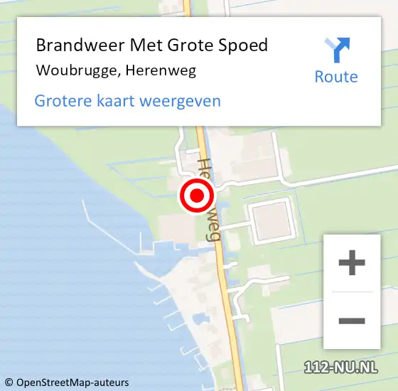 Locatie op kaart van de 112 melding: Brandweer Met Grote Spoed Naar Woubrugge, Herenweg op 31 augustus 2014 18:10