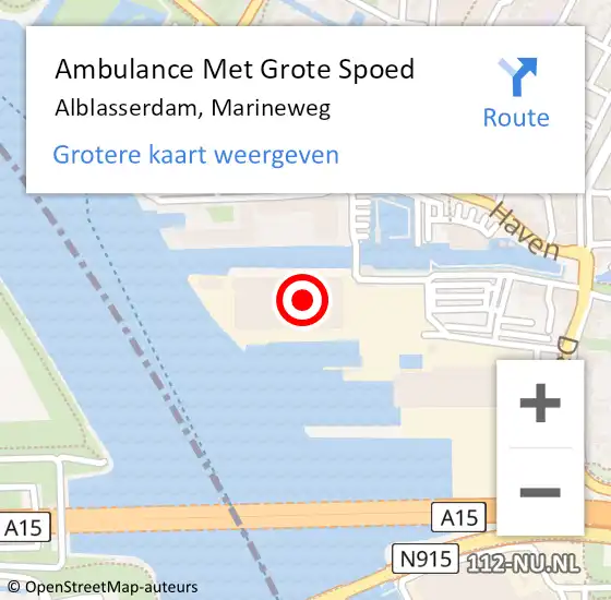 Locatie op kaart van de 112 melding: Ambulance Met Grote Spoed Naar Alblasserdam, Marineweg op 6 juli 2023 16:43