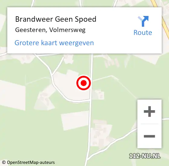 Locatie op kaart van de 112 melding: Brandweer Geen Spoed Naar Geesteren, Volmersweg op 6 juli 2023 16:48