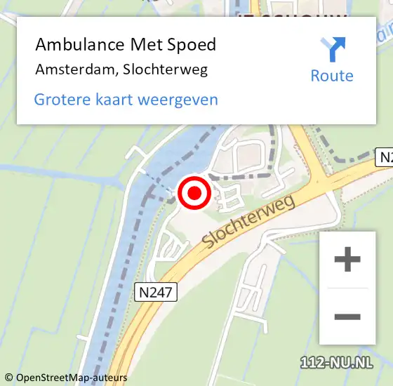 Locatie op kaart van de 112 melding: Ambulance Met Spoed Naar Amsterdam, Slochterweg op 6 juli 2023 17:00