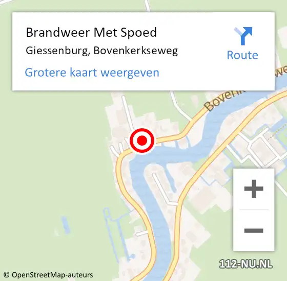 Locatie op kaart van de 112 melding: Brandweer Met Spoed Naar Giessenburg, Bovenkerkseweg op 6 juli 2023 17:01